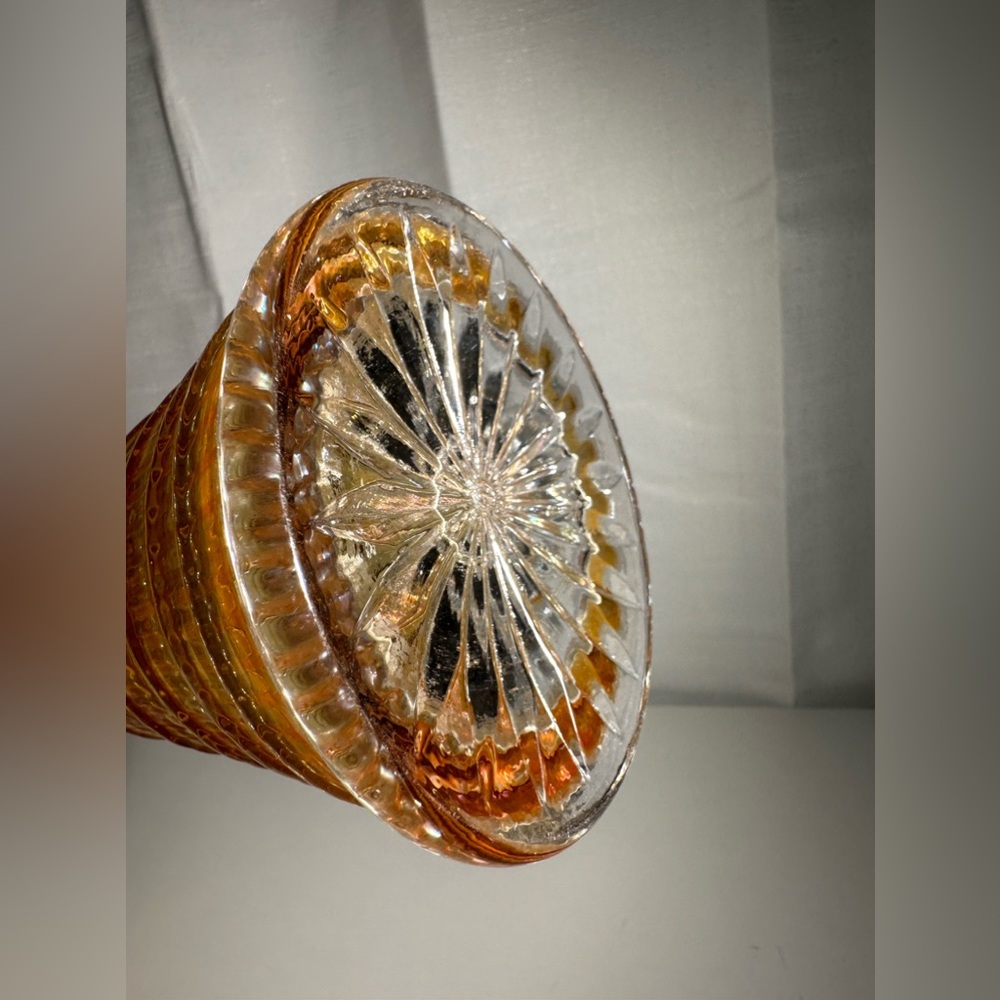 Vintage Imperial Carnival Glass Marigold Ripple Swung Vase - Picture 9 of 15